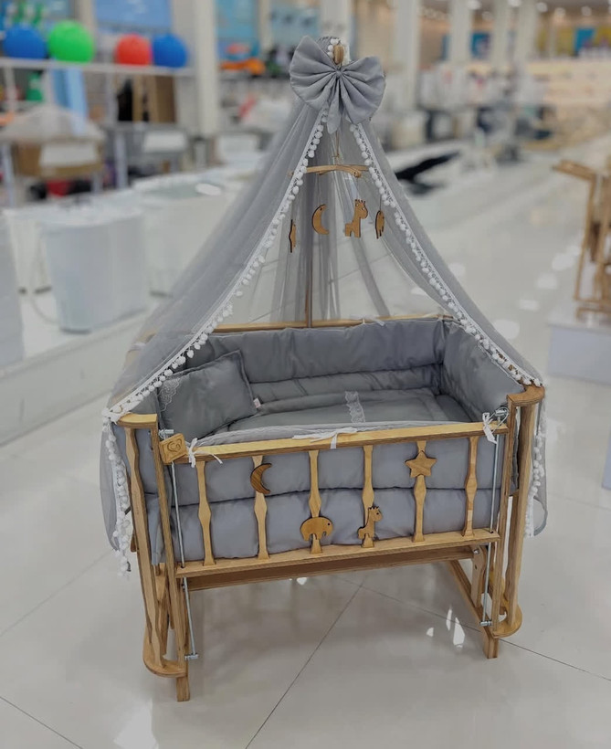 گهواره و تخت کنار مادر چوبی مدل فرشته